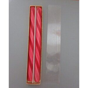 Red & White 12" Candy Cane Column Candles Striped Taper Set of 2 Vintage NEW
